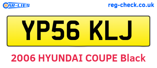 YP56KLJ are the vehicle registration plates.