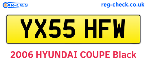 YX55HFW are the vehicle registration plates.
