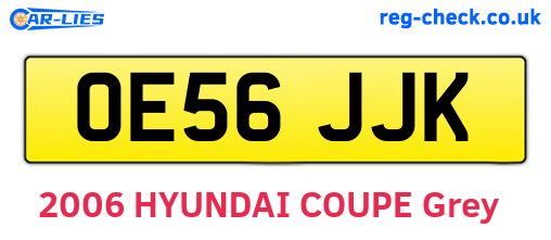 OE56JJK are the vehicle registration plates.