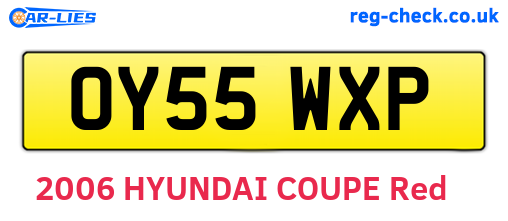 OY55WXP are the vehicle registration plates.