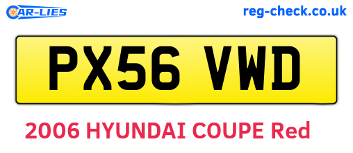 PX56VWD are the vehicle registration plates.