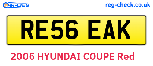 RE56EAK are the vehicle registration plates.