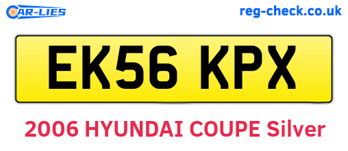 EK56KPX are the vehicle registration plates.