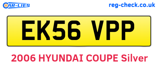 EK56VPP are the vehicle registration plates.