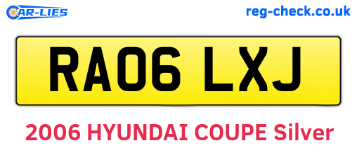 RA06LXJ are the vehicle registration plates.