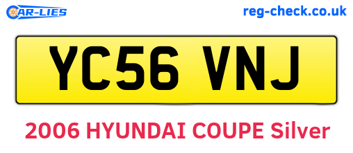 YC56VNJ are the vehicle registration plates.