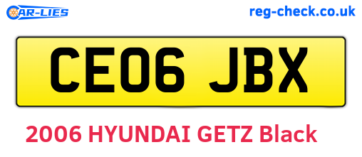 CE06JBX are the vehicle registration plates.