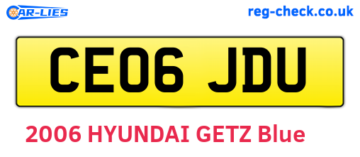 CE06JDU are the vehicle registration plates.