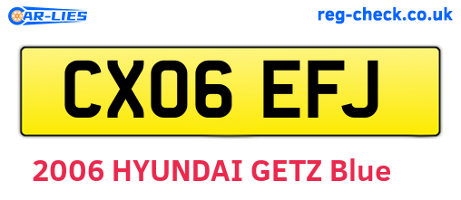 CX06EFJ are the vehicle registration plates.