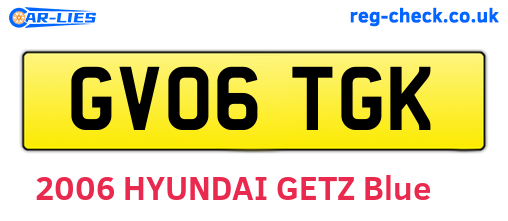 GV06TGK are the vehicle registration plates.