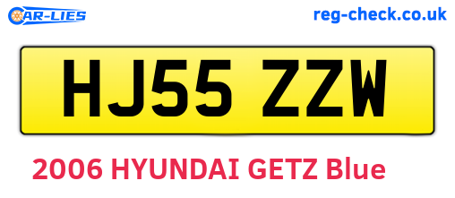 HJ55ZZW are the vehicle registration plates.