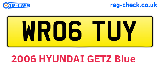 WR06TUY are the vehicle registration plates.