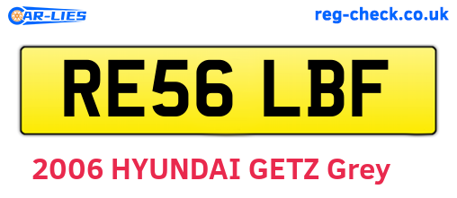 RE56LBF are the vehicle registration plates.