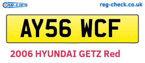 AY56WCF are the vehicle registration plates.