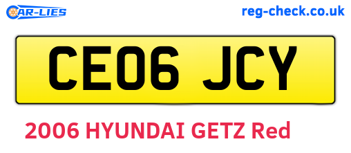 CE06JCY are the vehicle registration plates.