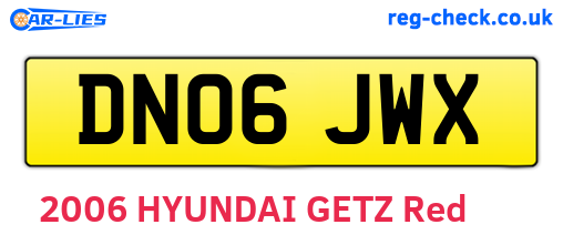 DN06JWX are the vehicle registration plates.