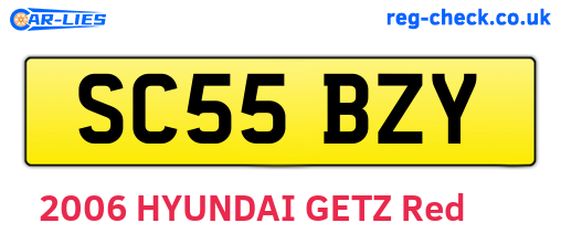 SC55BZY are the vehicle registration plates.