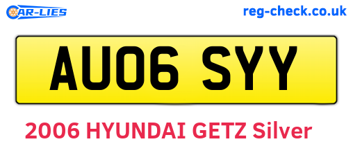 AU06SYY are the vehicle registration plates.