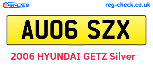 AU06SZX are the vehicle registration plates.