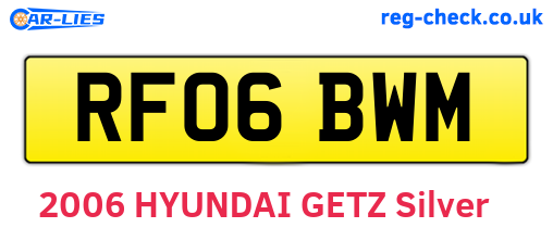 RF06BWM are the vehicle registration plates.