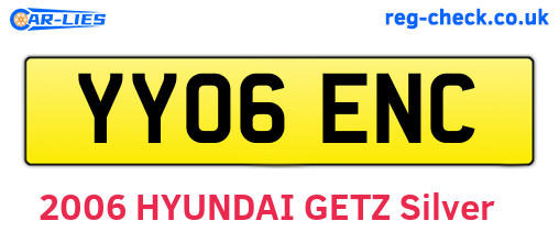 YY06ENC are the vehicle registration plates.