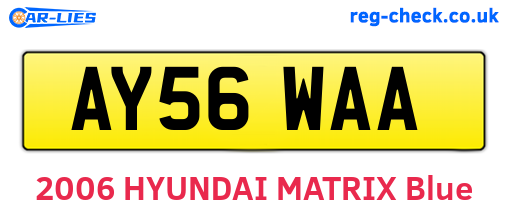 AY56WAA are the vehicle registration plates.