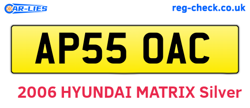 AP55OAC are the vehicle registration plates.
