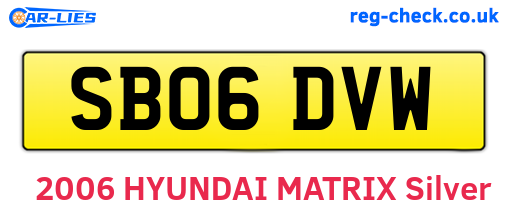 SB06DVW are the vehicle registration plates.