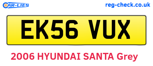 EK56VUX are the vehicle registration plates.