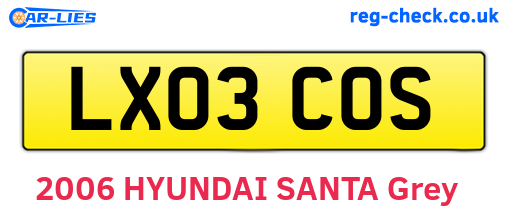 LX03COS are the vehicle registration plates.
