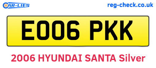 EO06PKK are the vehicle registration plates.