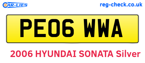PE06WWA are the vehicle registration plates.