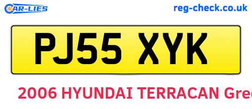PJ55XYK are the vehicle registration plates.