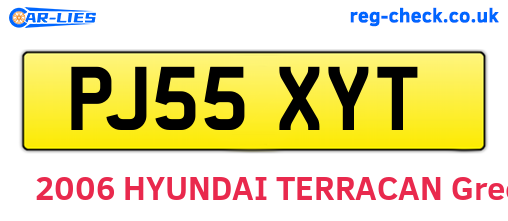 PJ55XYT are the vehicle registration plates.