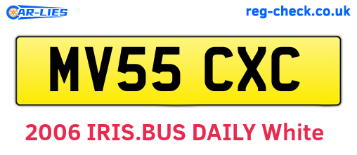 MV55CXC are the vehicle registration plates.