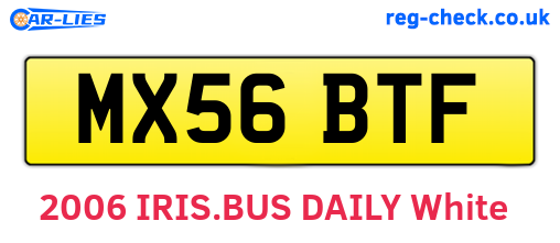 MX56BTF are the vehicle registration plates.
