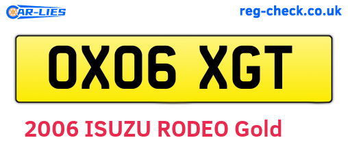 OX06XGT are the vehicle registration plates.