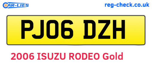 PJ06DZH are the vehicle registration plates.