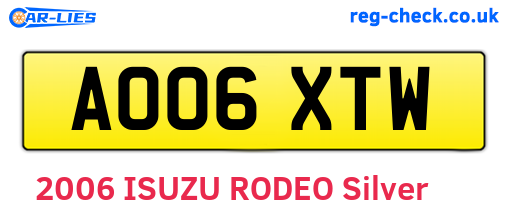 AO06XTW are the vehicle registration plates.