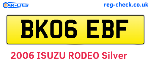BK06EBF are the vehicle registration plates.