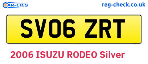 SV06ZRT are the vehicle registration plates.