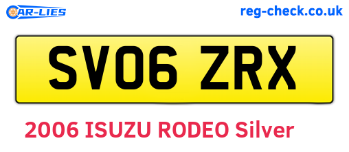 SV06ZRX are the vehicle registration plates.