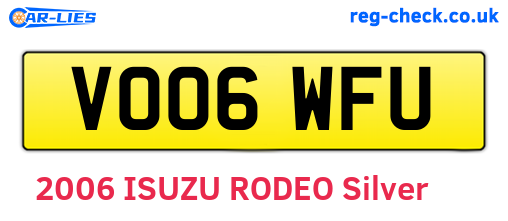 VO06WFU are the vehicle registration plates.