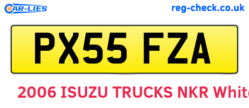 PX55FZA are the vehicle registration plates.