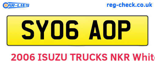 SY06AOP are the vehicle registration plates.