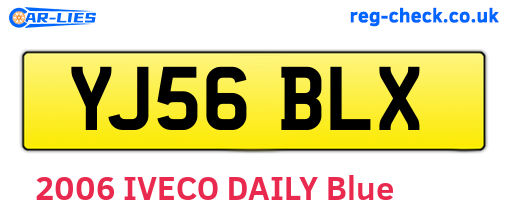 YJ56BLX are the vehicle registration plates.