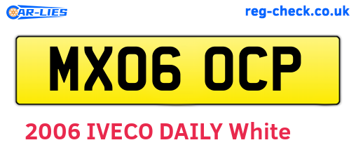MX06OCP are the vehicle registration plates.