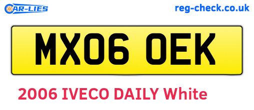 MX06OEK are the vehicle registration plates.