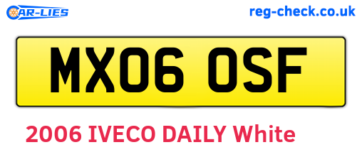 MX06OSF are the vehicle registration plates.