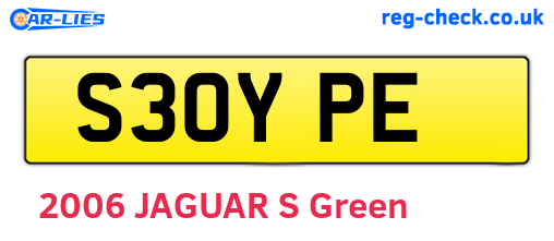 S30YPE are the vehicle registration plates.